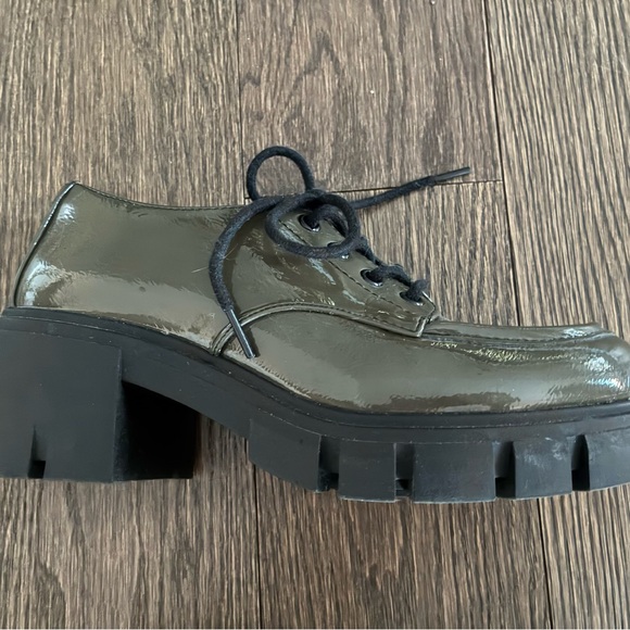 Dirty Laundry “Noyze” Dark Olive Chunky Heel Lug Oxford Lace-up Shoes - Picture 6 of 10